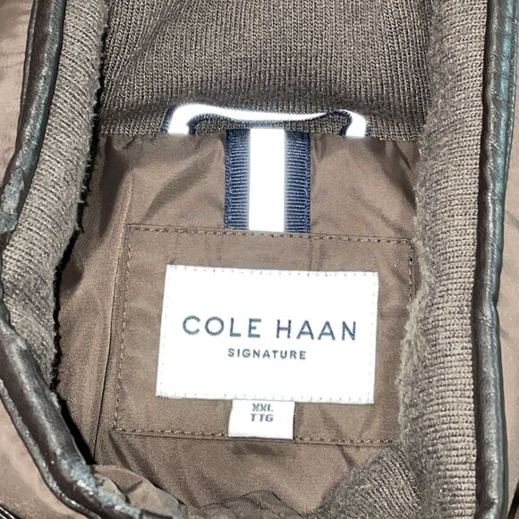 Cole Haan Signature Men’s XXL Quilted Jacket Brown Snap Zip Belted Collar Coat - Picture 2 of 13